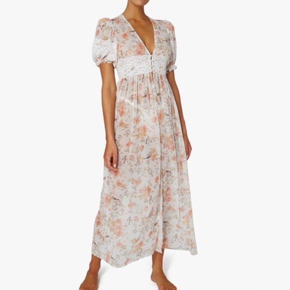 WeWoreWhat Lace Floral Duster‎ Cottagecore Prairie Lingerie Swim Cover Up Dress - Picture 3 of 16